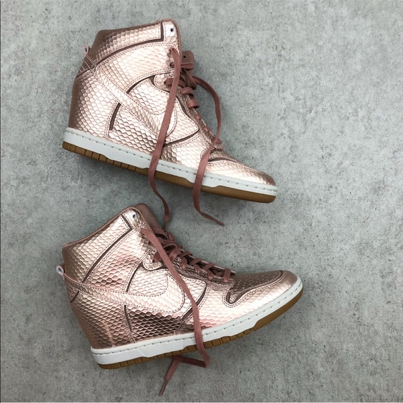 Nike | Shoes | New Nike Rose Gold Dunk Wedges High Top Size 7 | Poshmark